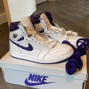 Nike purple metallic jordan 1s